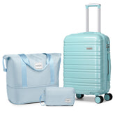 Hard Shell Carry-On Luggage Set 3 Pieces With Duffel & Toiletry Bag Light Blue