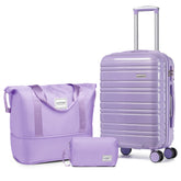 Hard Shell Carry-On Luggage Set 3 Pieces With Duffel & Toiletry Bag Lavender