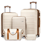 Suitcase Luggage Sets Classic Travel Bags 5 Pieces Beige