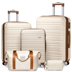 Suitcase Luggage Sets Classic Travel Bags 5 Pieces Beige