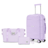 PP Material Hard Side Travel Carry On Vintage Luggage Bags Lavender