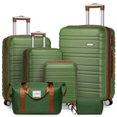 Suitcase Luggage Sets Classic Travel Bags 5 Pieces Green