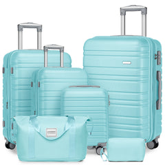 Suitcase Luggage Sets Classic Travel Bags 5 Pieces Sky Blue
