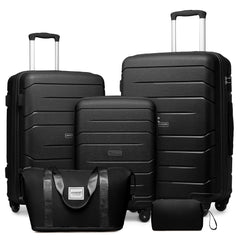 20/24/28 Inch PP Hard Shell Luggage 5 Piece Black