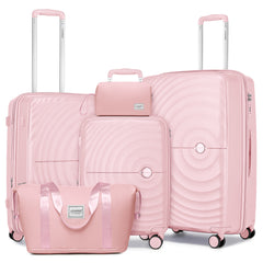 PP Soft Luggage Set 5 Piece With Travel Backpack Pink