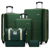 Hard Shell Travel Bags Luggage Carry-on Set Forest Green