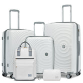 PP Soft Luggage Set 5 Piece With Travel Backpack White