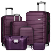 Suitcase Luggage Sets Classic Travel Bags 5 Pieces Purple