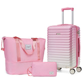 Hardside Carry on Luggage Set 3 Piece Peach Sparkling