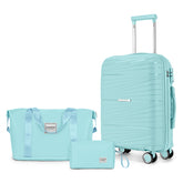 PP Material Hard Side Travel Carry On Vintage Luggage Bags Mint Green