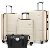 Hard Shell Travel Bags Luggage Carry-on Set Beige
