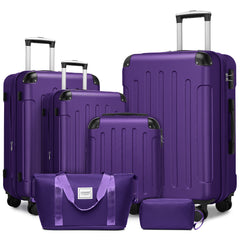 Hardside Luggage Set 6 piece With Duffel & Toiletry Bag Purple