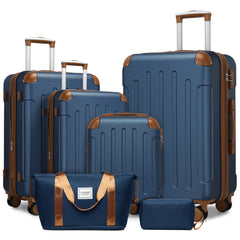 Hardside Luggage Set 6 piece With Duffel & Toiletry Bag Blue