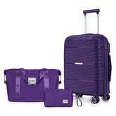 PP Material Hard Side Travel Carry On Vintage Luggage Bags Purple
