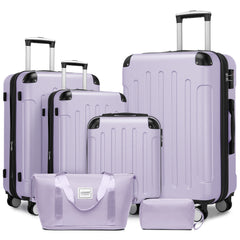 Hardside Luggage Set 6 piece With Duffel & Toiletry Bag Lavender