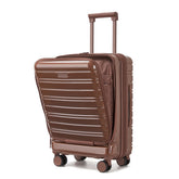 20-Inch Trendy Mocha-Colored Suitcase with Front-Opening Design