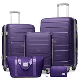 20/24/28 Inch PP Hard Shell Luggage 5 Piece Purple