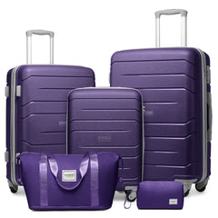 20/24/28 Inch PP Hard Shell Luggage 5 Piece Purple
