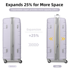 20/24/28 Inch PP Hard Shell Luggage 5 Piece Lavender