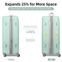 20/24/28 Inch PP Hard Shell Luggage 5 Piece Green