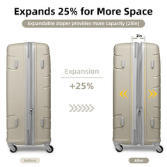 20/24/28 Inch PP Hard Shell Luggage 5 Piece Shell Grey