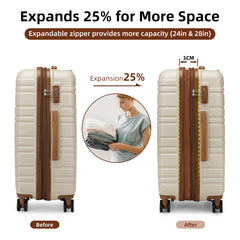 Suitcase Luggage Sets Classic Travel Bags 5 Pieces Beige