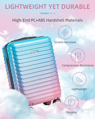 Hardside Carry on Luggage Set 3 Piece Cotton Candy