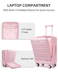 LARVENDER Classic Pink 20-Inch Carry-On Suitcase with TSA Lock and Smooth, Silent Wheels