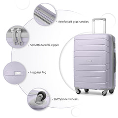 20/24/28 Inch PP Hard Shell Luggage 5 Piece Lavender