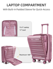Larvender 20-inch Front Flip Cabin Luggage, Airline Compliant with Secure TSA Lock