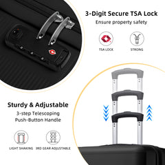 Hard Shell Travel Bags Luggage Carry-on Set Black