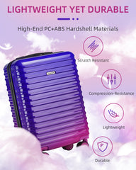 Hardside Carry on Luggage Set 3 Piece Midnight Berry