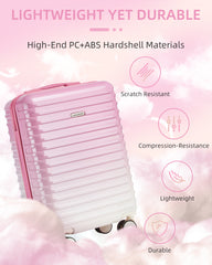 Hardside Carry on Luggage Set 3 Piece Peach Sparkling