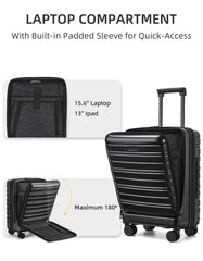 Airline-approved Larvender 20-inch Suitcase, Front Flip Design Equipped with TSA Lock