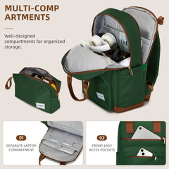 Vintage Luggage Sets 3 Piece Hard Suitcase With Travel Backpack Green