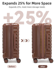20-Inch Trendy Mocha-Colored Suitcase with Front-Opening Design