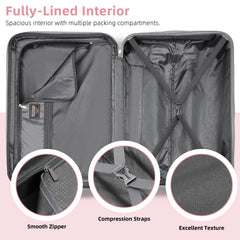 Hardside Luggage Set 6 piece With Duffel & Toiletry Bag Black Pink