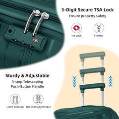 PP Material Hard Side Travel Carry On Vintage Luggage Bags Bottle Green