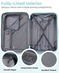 Hard Shell Carry-On Luggage Set 3 Pieces With Duffel & Toiletry Bag Light Blue