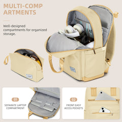 Vintage Luggage Sets 3 Piece Hard Suitcase With Travel Backpack Beige