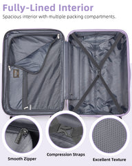 Hard Shell Carry-On Luggage Set 3 Pieces With Duffel & Toiletry Bag Lavender