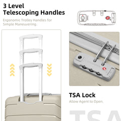 20/24/28 Inch PP Hard Shell Luggage 5 Piece Shell Grey