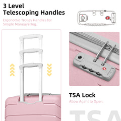 20/24/28 Inch PP Hard Shell Luggage 5 Piece Pink