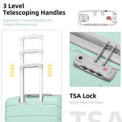 20/24/28 Inch PP Hard Shell Luggage 5 Piece Green