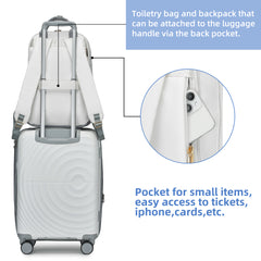 PP Soft Luggage Set 5 Piece With Travel Backpack White