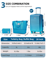 Hardside Carry on Luggage Set 3 Piece Ocean Breeze