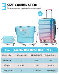 Hardside Carry on Luggage Set 3 Piece Cotton Candy