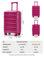 Airline-approved Larvender 20-inch suitcase featuring TSA security lock and collapsible storage design