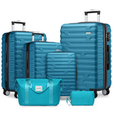 Hard Shell Luggage Set 6 Piece With Duffel & Toiletry Bag Blue