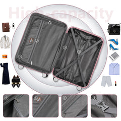 Hard Shell Luggage Set 6 Piece With Duffel & Toiletry Bag Pink